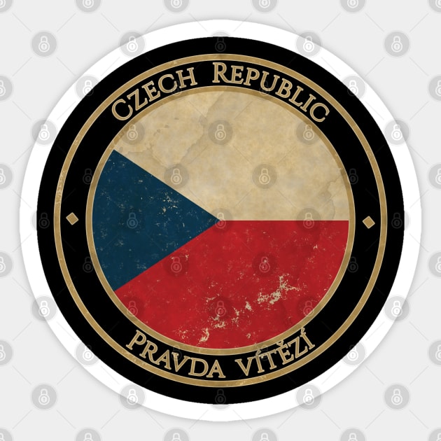 Vintage Czechia Czech Republic Europe European EU Flag Sticker by DragonXX